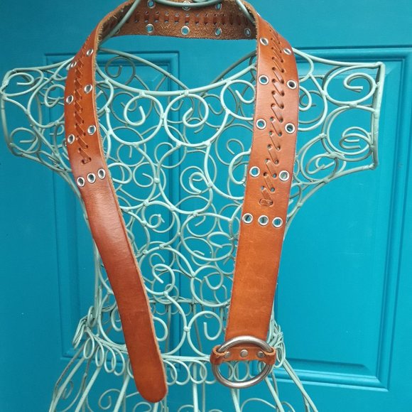 Genuine Leather Belt Metal Studded Rivets Grommets Woven Braided Western Women main image 16